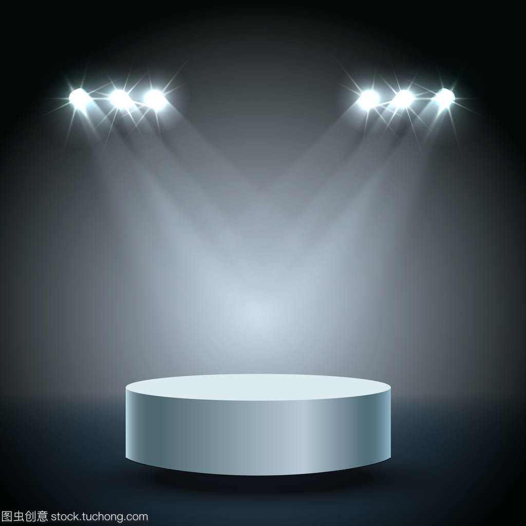 讲台上奖与背光照明。庆祝活动矢量图